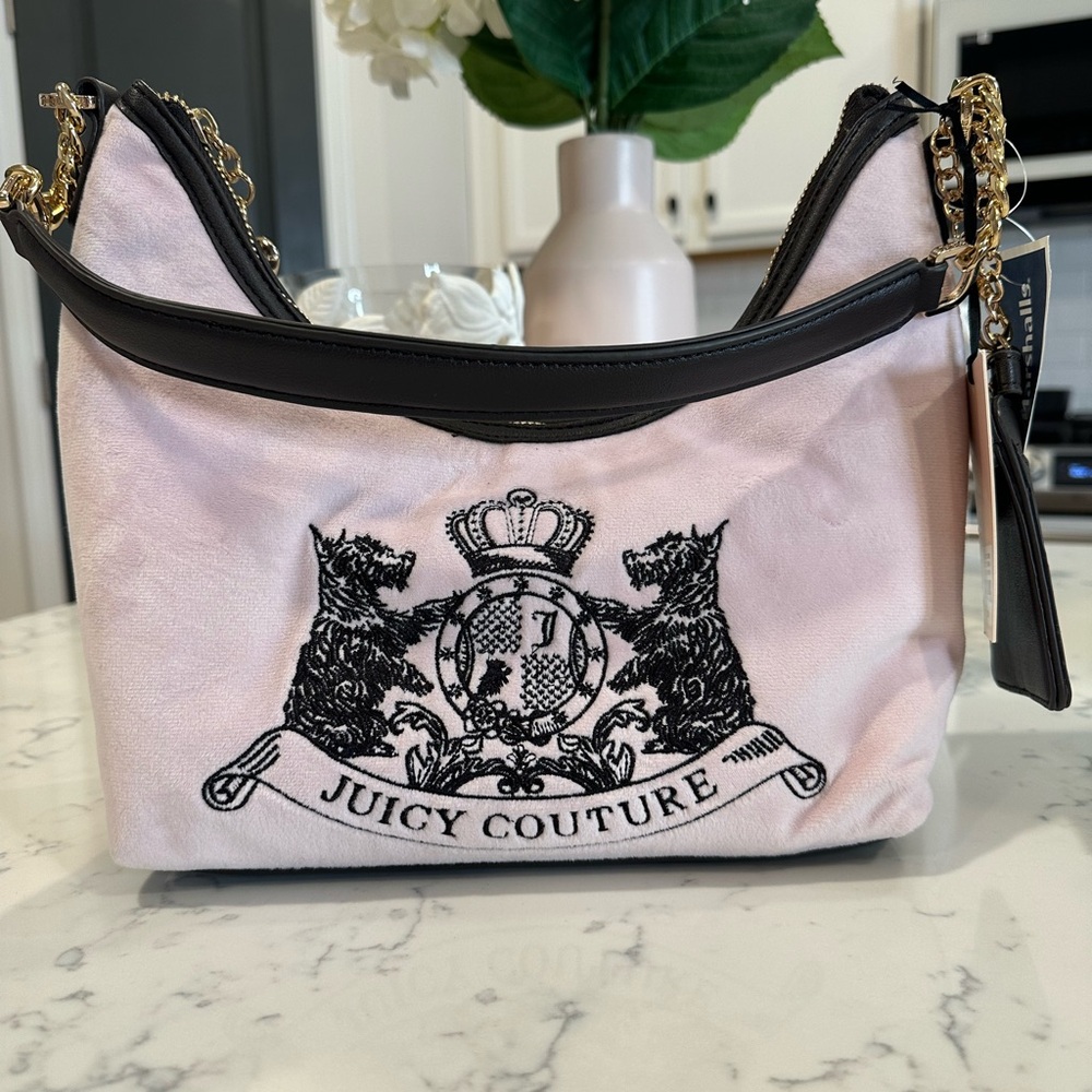 Juicy Couture Pink Shoulder Bag with Black and Gold Details